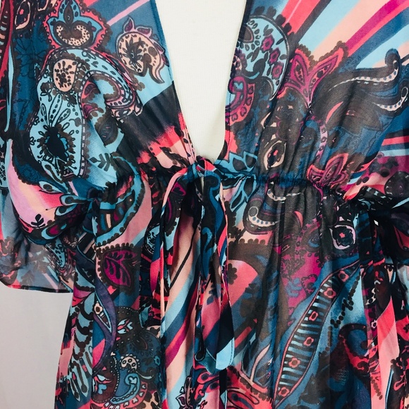 ⚡️Bisou Bisou Size M Blouse Semi-Sheer Tie⚡️ - Picture 3 of 6